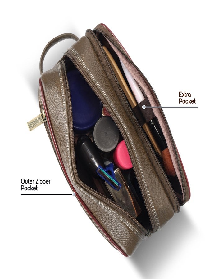  هاموندز فلاي كاتشر حقيبة أدوات تجميل هاموندز فلايكاتشر من الجلد الطبيعي للرجال والنساء - منظم مستحضرات تجميل، حقيبة تنظيم للسفر، حقيبة أدوات تجميل للرجال - براشوود - Image 4